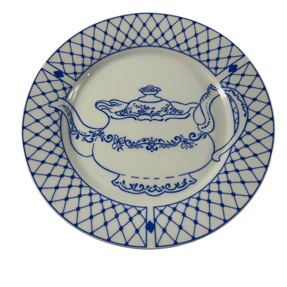Cordon Bleu Teapot Blue White 8" Salad Plate BIA Serving Decor Porcelain